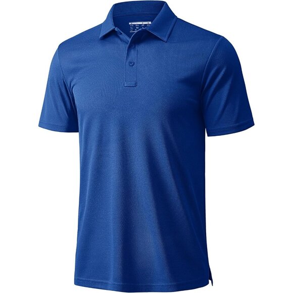 Men's Blue Short Sleeve Quick Dry Collared Moisture Wicking Polo Shirts